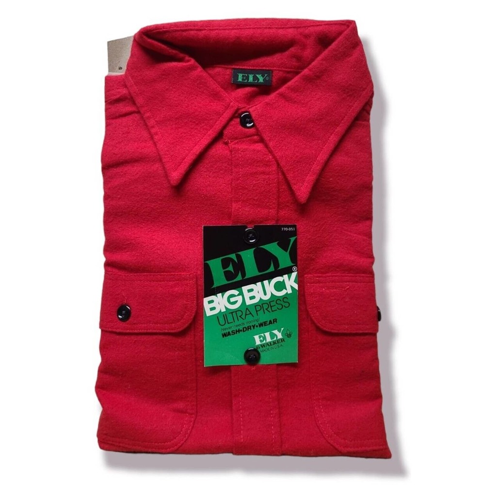 Vintage NWT ELY Big Buck Red Work Shirt T! Brand New NOS - Large